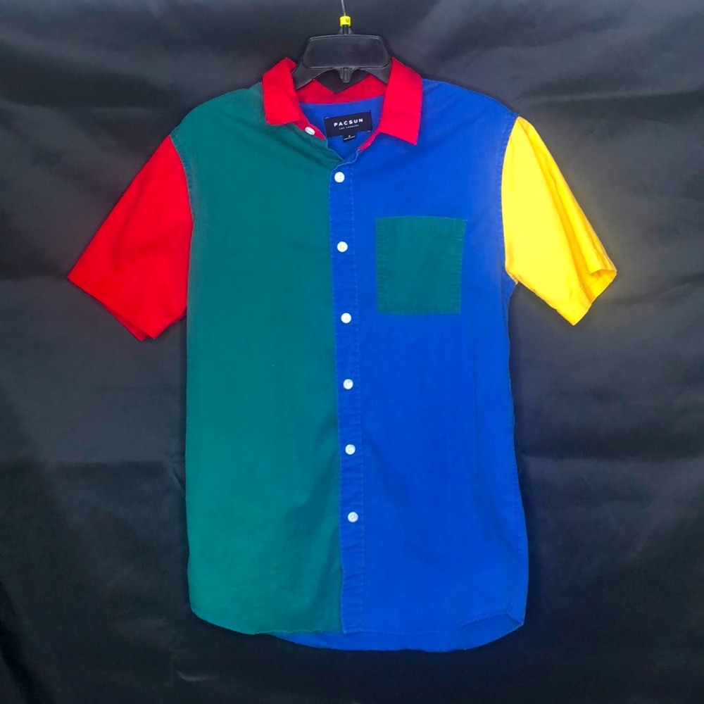 Multicolored casual button down shirt.